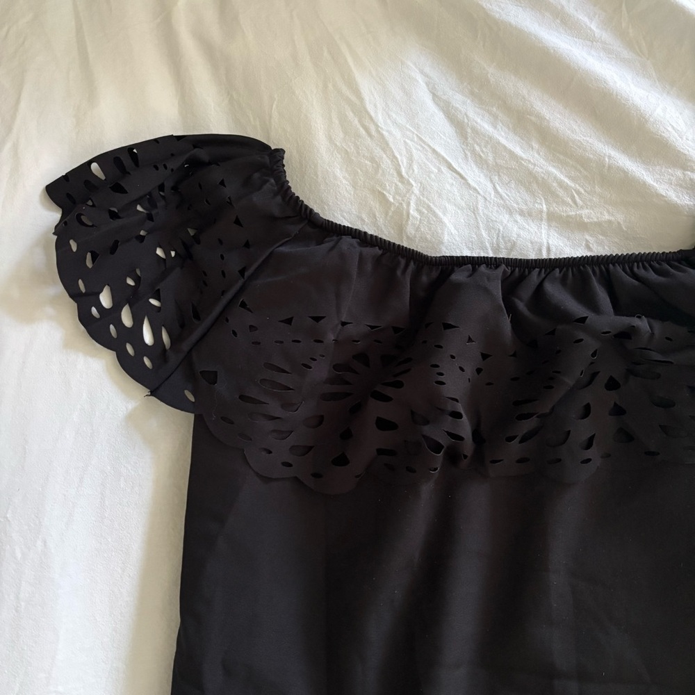 Black Off-Shoulder Ruffle Dress - Picture 3 of 3